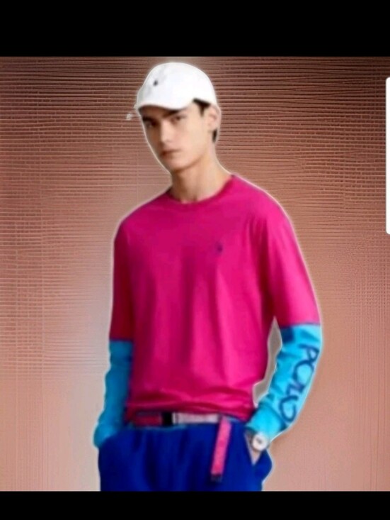 Ralph Lauren Other - Mens Pre-loved Long Sleeve Jersey Shirt in Pink/Blue Size XXL.